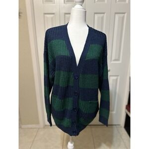 Love Change‎ Italy Cardigan Women's Large Green Blue Grunge Academia Y2k Preppy